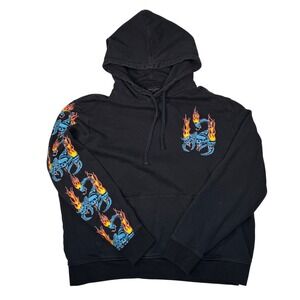 All Saints Hoodie Mens Small Black Scorpion Flames Skull Biker Streetwear Grunge